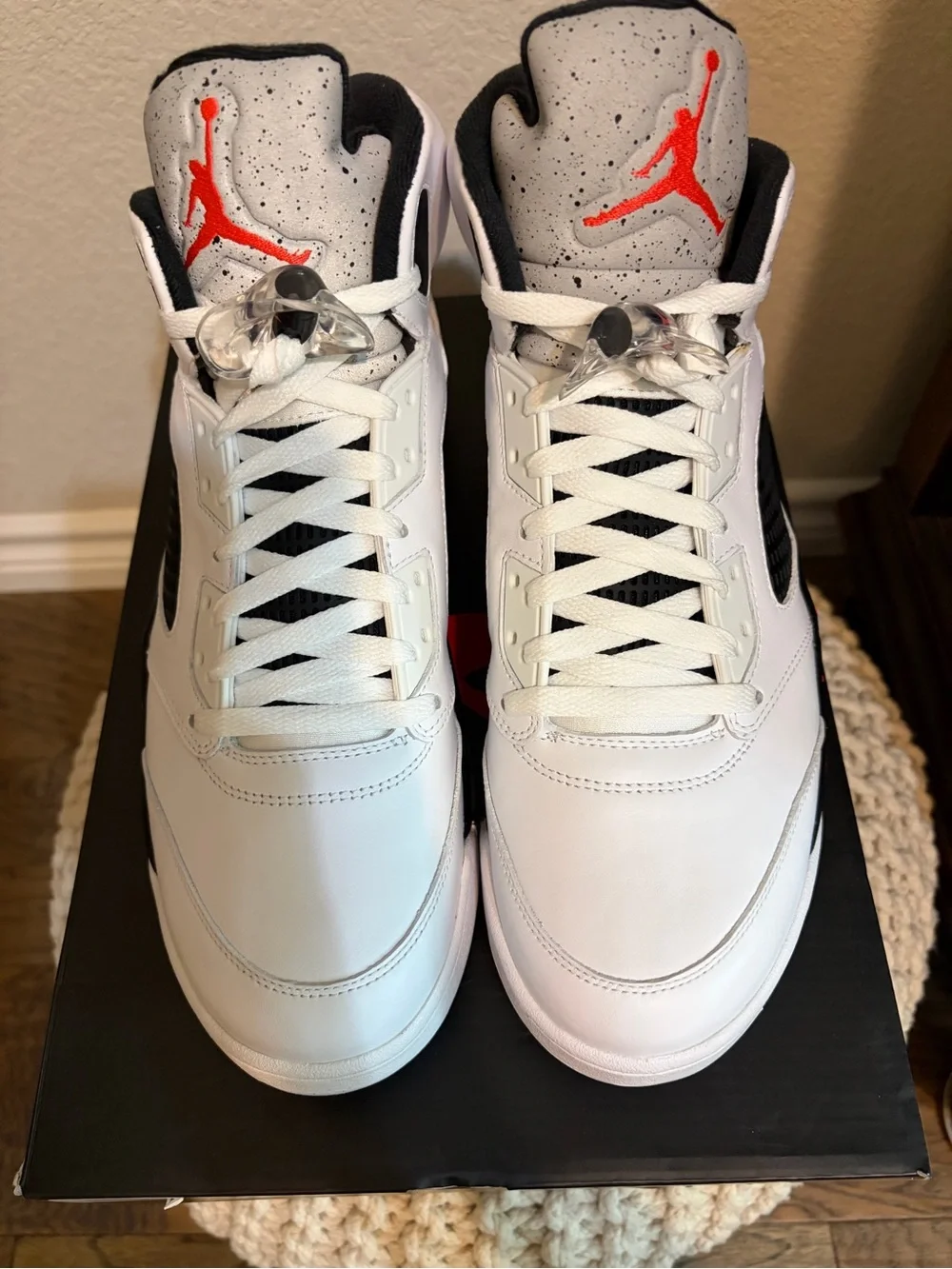 Jordan White Black Sneakers with Red Jumpman